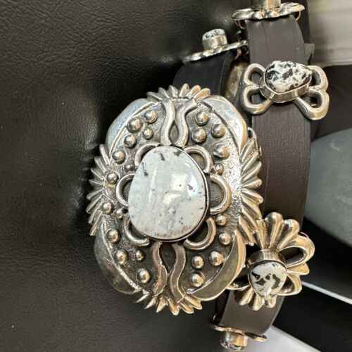 White Buffalo Turquoise Concha Belt | Navajo Sterling Silver | 50" Buckles | Authentic Native American Handmade | 15816