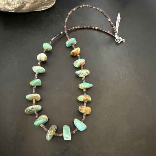 Navajo Royston Turquoise Shell Heishi Bead Necklace | Sterling Silver | 20" | 16956