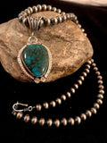Handmade Navajo Sterling Silver Bisbee Turquoise Necklace Pendant | Yazzie | Rare | 3059