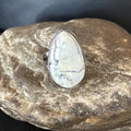 Men's Navajo White Buffalo Turquoise Ring | Sterling Silver | Sz 8.5 | Authentic Native American Handmade | 14744