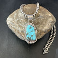 Men's Blue Spiderweb Turquoise Pendant Necklace | Navajo Sterling Silver | Authentic Native American Handmade | 17118