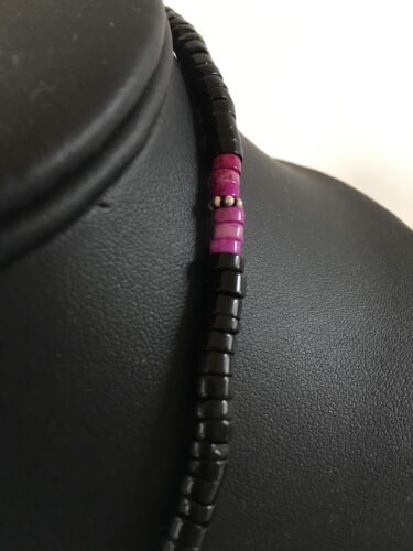 Men's Purple Onyx Necklace | Navajo Sterling Silver | Authentic Native American Handmade | 17" | 430