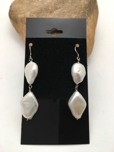 Handmade Sterling Silver Pearl Dangle Earrings | 1.5" | 03080