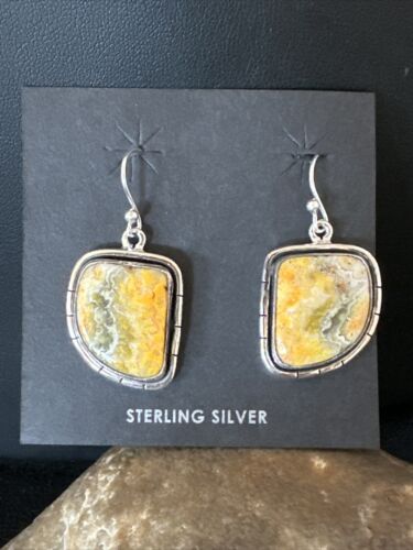 Navajo Bumblebee Jasper Earrings | Sterling Silver | Authentic Native American Handmade | 15834