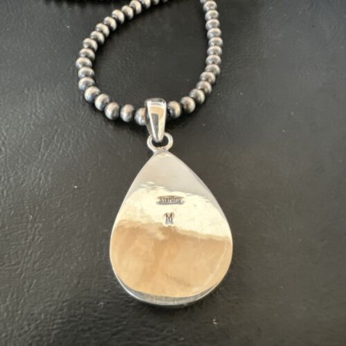Navajo Blue Kingman Turquoise Pendant Necklace | Sterling Silver | 20" | Authentic Native American Handmade | 16725