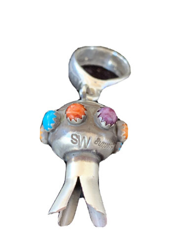Navajo Multi-Color Turquoise Naja Pendant | Sterling Silver | Authentic Native American Handmade | 01260