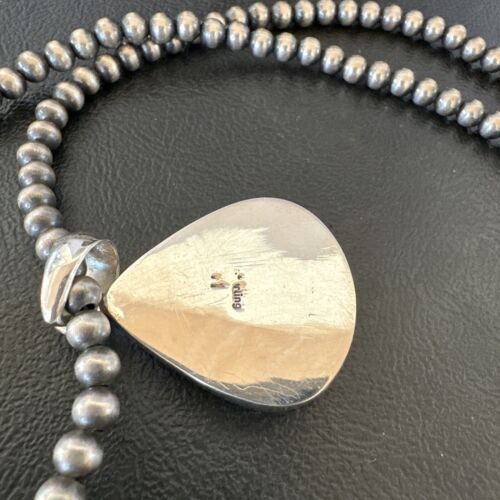 Navajo Blue Lapis Pendant with Pearls | Sterling Silver Necklace | 20" | Authentic Native American Handmade | 16670
