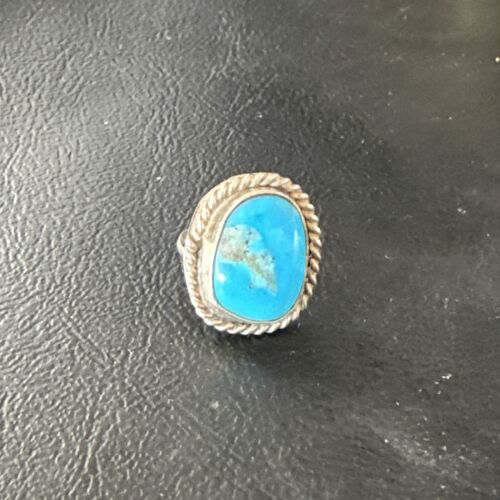 Southwestern Navajo Blue Turquoise Ring | Sterling Silver | Sz 3 | 15359