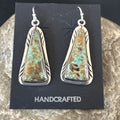 Navajo Blue Boulder Turquoise Dangle Earrings | Sterling Silver | Authentic Native American Handmade | 16500
