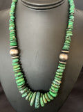 Navajo Sterling Silver Green Turquoise Bead Necklace | Graduated | Authentic Native American | 20" | 13237