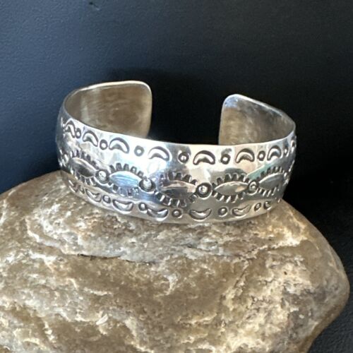 Navajo Stamped Cuff Bracelet | Sterling Silver | Authentic Native American Handmade | 17459