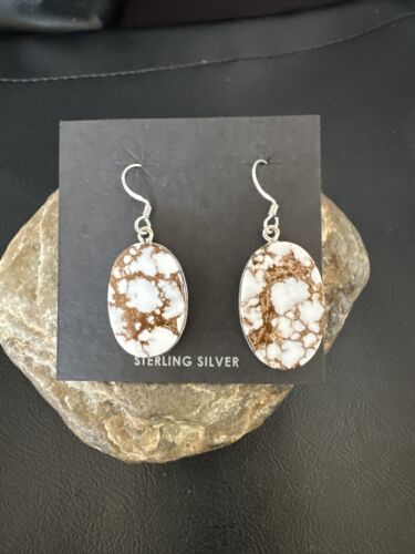 Navajo Wild Horse Turquoise Dangle Earrings | Sterling Silver | Authentic Native American Handmade | 15745