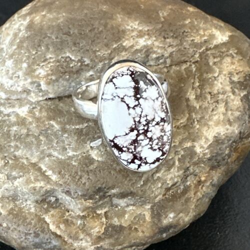 Men's and Women's Wild Horse Turquoise Ring | Navajo Sterling Silver | Sz 8 | 17360