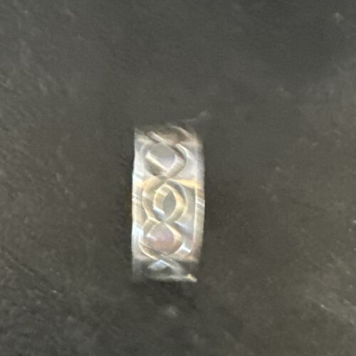 Navajo Stamped Sterling Silver Wide Band Ring | Sz 4.5 Pinky | Authentic Native American Handmade | 15296
