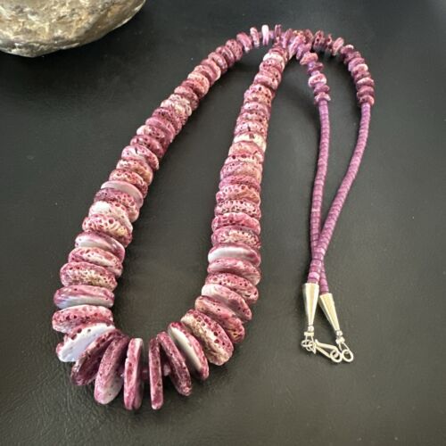 Purple Spiny Oyster Navajo Pearls Sterling Silver Necklace | Authentic Native American | 30" | 16814