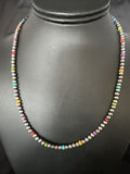 Navajo Multicolor 4mm Sterling Silver Pearls Necklace | 16" Hook & Eye | Authentic Native American Handmade | 94316