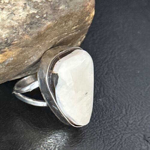 Men's Navajo White Buffalo Turquoise Ring | Sterling Silver | Sz 8.5 | Authentic Native American Handmade | 14745