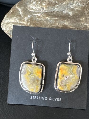Navajo Bumblebee Jasper Earrings | Sterling Silver | Authentic Native American Handmade | 15835