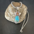 Navajo Blue Kingman Turquoise Wild Horse Necklace Pendant | Sterling Silver | Authentic Native American Handmade | 17225
