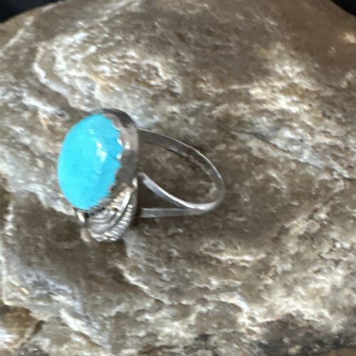 Navajo Blue Kingman Turquoise Ring | Sterling Silver | Sz 8 | Authentic Native American Handmade | 15355