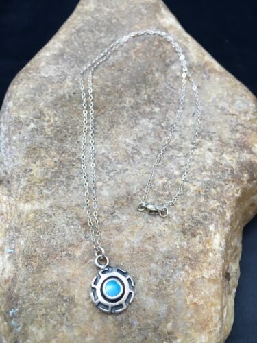 Navajo Blue Turquoise Inlay Pendant | Sterling Silver | Authentic Native American Handmade | 20" | 08969