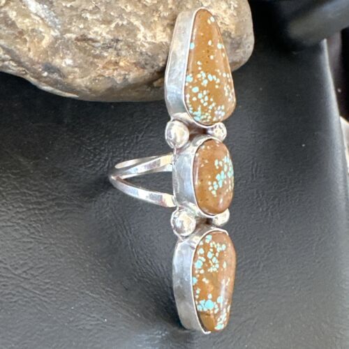 Navajo Blue Turquoise #8 Multi-Stone Ring | Authentic Native American Sterling Silver | Sz 9.5 | 16635
