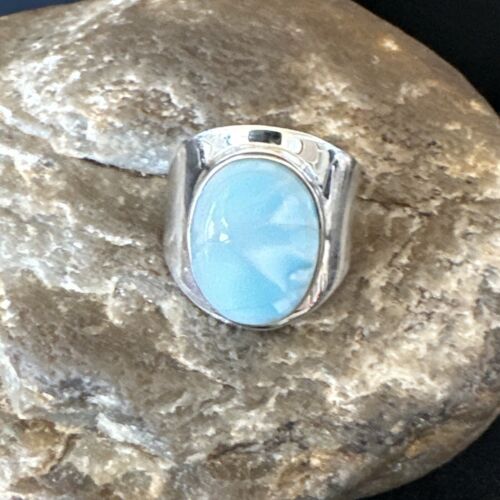 Navajo Blue Larimar Ring | Sterling Silver | Sz 9 | Authentic Native American Handmade | 16600