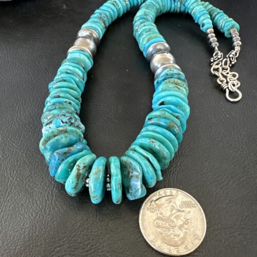 Authentic Native American Navajo Graduated Turquoise Necklace | Sterling Silver | 21" | 16487