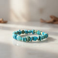 Men's Women's Blue Green Turquoise Stretch Stone Friendship Bracelet 7" | Authentic Native American Handmade | 18858
