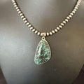 Men's Navajo Blue Spiderweb Turquoise Pendant Necklace | Sterling Silver | Authentic Native American Handmade | 16227