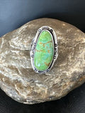 Navajo Green Sonoran Turquoise Ring | Sterling Silver | Sz 9.5 | Authentic Native American Handmade | 16395