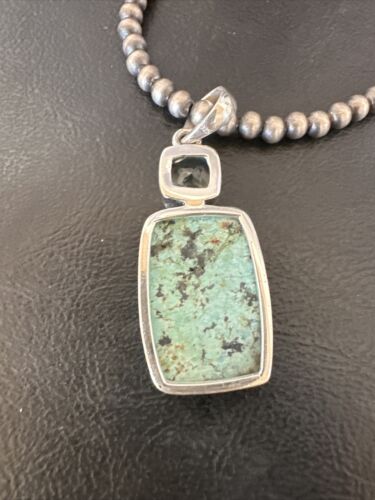 Women's Dry Creek Turquoise Topaz Pendant Necklace | Navajo Sterling Silver | 16441