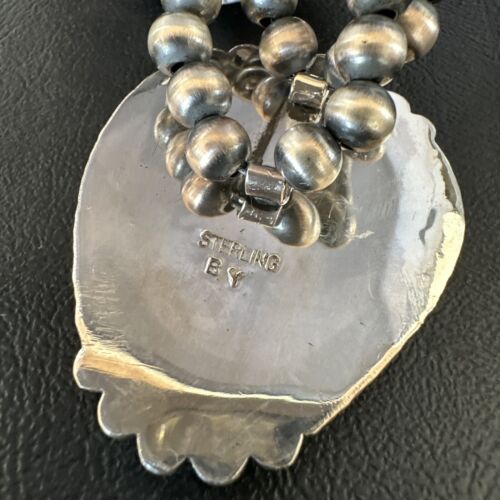 Handmade Navajo White Buffalo Turquoise Choker Necklace | Sterling Silver | 15409