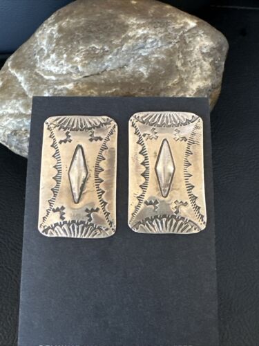 Navajo Stamped Sterling Silver Handmade Earrings | Authentic Native American | 15847