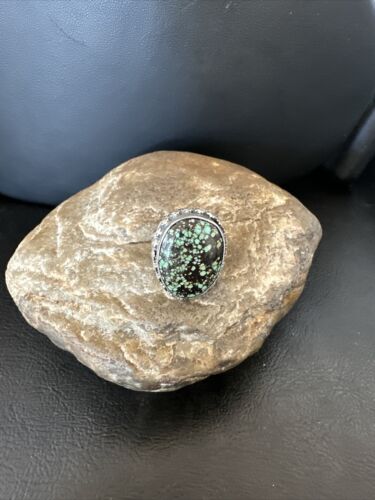 Navajo Spiderweb Blue Turquoise Ring | Sterling Silver | Sz 6 | Authentic Native American Handmade | 16892