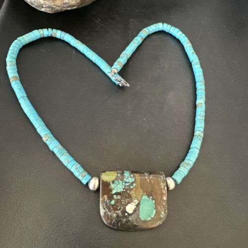 Navajo SpiderWeb Turquoise Heishi Pearls Necklace | Sterling Silver | 20" | Authentic Native American Handmade | 17035