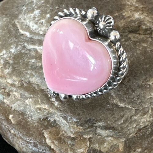 Navajo Pink Conch Heart Ring | Handmade | Sz 9.5 | 16040