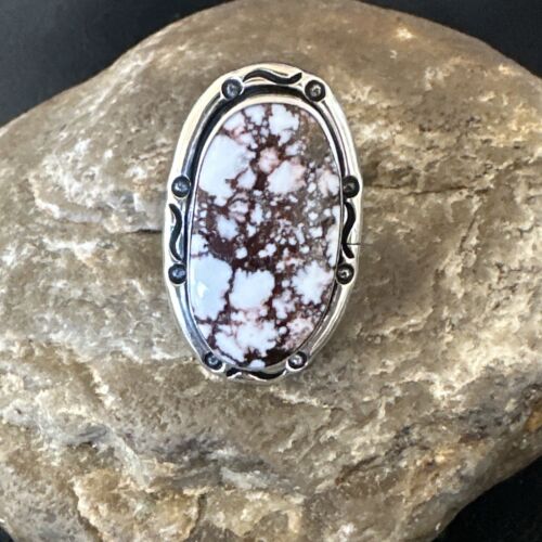 Navajo Wild Horse Turquoise Ring | Sterling Silver | Sz 7.5 | Authentic Native American Handmade | 16469