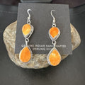 Navajo Orange Spiny Oyster Dangle Earrings | Sterling Silver | 1.5" | Authentic Native American Handmade | 16561
