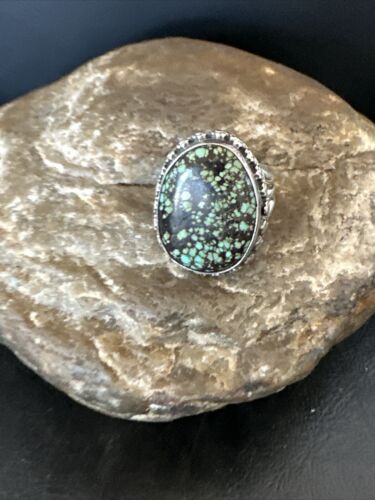 Navajo Spiderweb Blue Turquoise Ring | Sterling Silver | Sz 6 | Authentic Native American Handmade | 16892