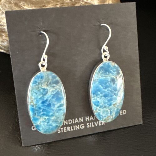 Blue Denim Lapis Dangle Earrings | Sterling Silver | 1" | 15791