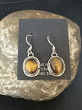 Navajo Coffee Tiger's Eye Dangle Earrings | Sterling Silver | Authentic Native American Handmade | 14920