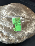 Adjustable Navajo Green Mojave Turquoise Ring | Sterling Silver | Sz 10 | Authentic Native American Handmade | 15709