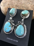 Navajo Kingman Turquoise Dangle Earrings | Sterling Silver | Authentic Native American Handmade | 1764