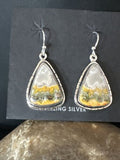 Navajo Bumblebee Jasper Earrings | Sterling Silver | Authentic Native American Handmade | 15838