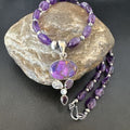 Mojave Turquoise Amethyst Pendant Necklace | Navajo Pearls | Sterling Silver | Native American Handmade | 16097