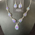 Navajo Purple Opal Lariat Necklace Set | Sterling Silver Pendant & Earrings | Authentic Native American Handmade | 16258