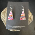 Navajo Blue Turquoise & Purple Spiny Oyster Inlay Dangle Earrings | Sterling Silver | 15564