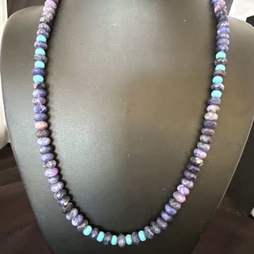Navajo Faceted Purple Sugilite Turquoise Bead Necklace | Sterling Silver | 20" | 16453