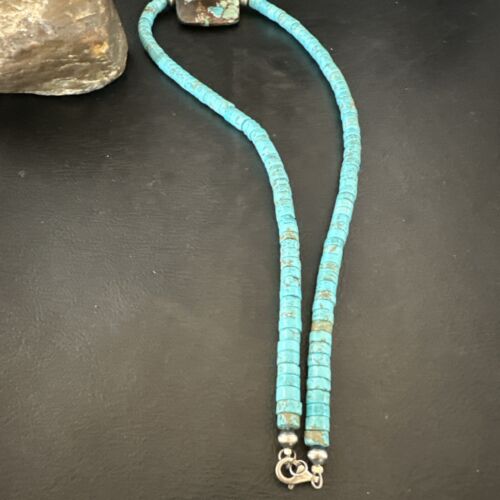 Navajo SpiderWeb Turquoise Heishi Pearls Necklace | Sterling Silver | 20" | 16912